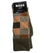 Hugo Boss Men&#39;s Italy 2 pack Green  Plaid Finest Cotton Socks  One Size ... - £24.50 GBP