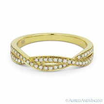 0.19ct Round Diamond Anniversary Band 14k Yellow Gold Stackable Right-Hand Ring - £575.21 GBP