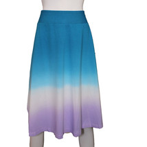 Lands&#39; End Women&#39;s Size XXS 00/0 Petite, Knit Midi Skirt, Teal-Purple-White - £19.97 GBP