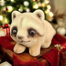 Vintage Josef Original Felted Flocked Racoon with Original Tags Japan 1970s - $423.78 MXN