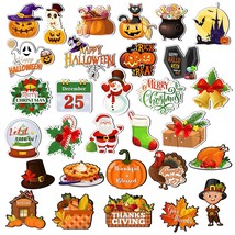 30 Pieces Holiday Magnets Set Halloween Refrigerator Magnetic Christmas Fridge M - £15.93 GBP