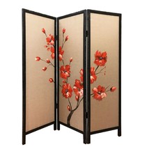 HomeRoots 342765 60 x 1 x 63 in. Brown Fabric &amp; Wood Blooming Screen wit... - £473.06 GBP
