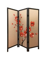 HomeRoots 342765 60 x 1 x 63 in. Brown Fabric &amp; Wood Blooming Screen wit... - £471.36 GBP