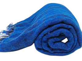 Vibrant Blue and Green Handwoven Yak Wool Throw Blanket - Luxuriously Soft and - $226.29 CAD