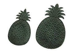 Green Verdigris Cast Iron Pineapple Decorative Trays Set of 2 - £27.25 GBP