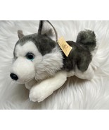 NWT Aurora Miyoni Dog Plush Lying Siberian Husky Blue Eyes 14” Stuffed T... - $325.87 MXN