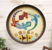 Southwestern Boho Chic Gecko Lizards With Mayan Vector Large Wall Plate ... - $53.99