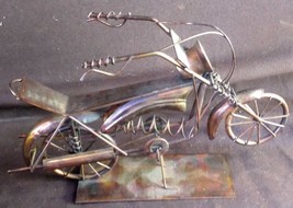 Metal Art Sculpture Brass Copper Tone Motorcycle Statue - $470.27 MXN