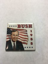 Vintage Political Republican Buttons Bush Quayle 1988 Square Large Pin Pictorial - £15.76 GBP