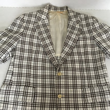 Vintage plaid blazer suit jacket with pockets  two button front partiall... - $19.75