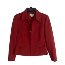 Talbots Womens Jacket Adult Size 10 Petite Red Rust Zipper Long Sleeve Collar - £30.72 GBP