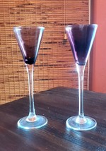 2 Martini Cocktail  Amethyst Purple Glasses Clear Stem Wine glasses 7.5&quot;... - $23.33
