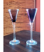 2 Martini Cocktail  Amethyst Purple Glasses Clear Stem Wine glasses 7.5&quot;... - $23.33