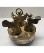 Vintage Silver Plate Angels Music Box Plays Silent Night Rotating Christmas - €13,64 EUR