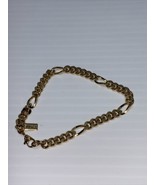 Vintage Monet Signed Jewelry Gold Tone Figaro Bracelet 7” Fashion Jewelr... - $33.83 CAD