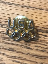 VINTAGE USA OLYMPIC GAMES PIN LAPEL HAT PIN GOLD TONE OLYMPIC RINGS - $4.90