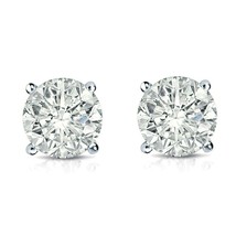 1CT Round Certified GRA Moissanite Solitaire Stud Earrings 14K White Gold Plated - £36.75 GBP