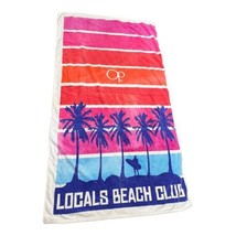 Vintage Large Hot Pink Blue Ocean Pacific Oversized Beach Towel Beach Club Surf - £33.99 GBP