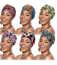 6 Pieces African Turban for Women Knot Pre-Tied Bonnet Beanie Cap Headwrap - £23.18 GBP