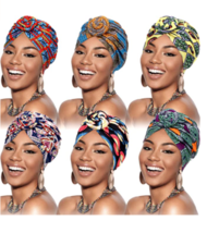 6 Pieces African Turban for Women Knot Pre-Tied Bonnet Beanie Cap Headwrap - £23.12 GBP