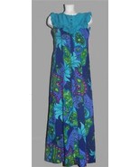 VTG Liberty House Lilia Tropical Floral Ruffle Top Barkcloth Long Dress ... - $108.65 CAD