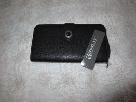 NWT STONE NEW YORK Faux Leather BLACK Zip-Around WALLET - 7-1/2&quot; x 4&quot; - $10.00