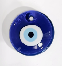 Turkish Large 2.5&quot; inch Handmade Blue Glass Painted Evil Eye Amulet / Pe... - £23.94 GBP