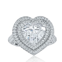 Igi 2.85Ct F-VS1 Cuore Laboratrio Cresciuta Diamante Fidanzamento Ring 14k White - £3,123.50 GBP