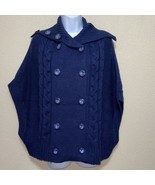 Vertigo Paris NAVY Double Breasted Knit Cape Cardigan SZ L $160 - $1,794.63 MXN