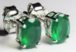 Green Onyx Earstuds Sterling Silver Tiny Earstuds For Her - £26.25 GBP