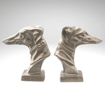 VTG Greyhound Bust Bookends Whippet Statues Metal Dogs Library Desk Mantel Decor - £54.23 GBP