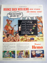 1942 Color Cartoon Ad Borden&#39;s Hemo Bounce Back With Hemo With Elsie the... - £7.98 GBP