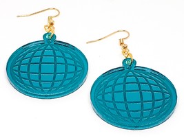 Teal Disco Ball Earrings - Mirrored Acrylic - £12.74 GBP