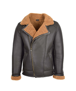 DR167 Men&#39;s Classic Sheepskin Leather Jacket Brown - £344.65 GBP