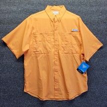 Columbia PFG Short Sleeve Shirt Adult Mens S Short Sleeve Orange Vented Fishing - £25.20 GBP