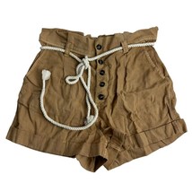 billabong brown button up pleated Flax rope tie shorts Size 27 - £11.23 GBP