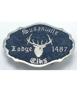 Vtg Silver Tone &amp; Enamel Susanville California CA Elks Lodge Belt Buckle... - £26.43 GBP