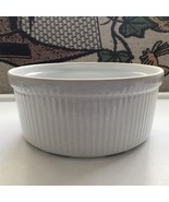 Apilco Ceramic Casserole Dish Souffle Baker Classic White Unglazed Rim - $11.63