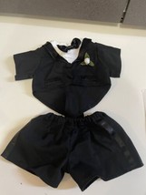 Build a Bear Black/White/Sliver Tux with Black Bow and Tie and Black Pants - £12.54 GBP