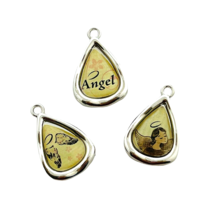 3 Piece Angel Theme Silver 20x15mm Small Teardrop Charm Bead Drop Dangle Set - $2.00