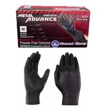 Diamond Metal Advance Nitrile Exam Gloves Medium Black 100/Bx N51M - £9.83 GBP