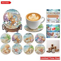 Ocean Diamond Coasters Set - 8 Pcs DIY Painting Gem Kit for Gift Giving - $23.71