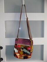 Fossil Calypso Key-Per Coated Canvas W/Charm Purple Trees Crossbody Purse - $29.99