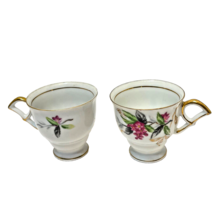 Vintage Ucagco China Floral Handpainted Small Teacups Gold Trim 2.25&quot; Lot 2 - £15.59 GBP