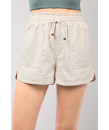 VERY J Drawstring Elastic Waist Linen Shorts - $617.40 MXN