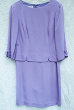 Vintage Maggy London Petites Shimmery 100% Silk Lavender Tiered Dress Bows Sz 12 - £26.13 GBP