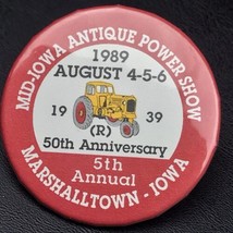 Antique Power Show 1988 Vintage Pin Button Mid-Iowa Marshalltown Iowa - $10.00