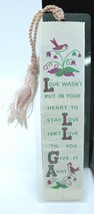 Vintage Weve A Gift Woven Bookmark Love Give It Away Birds Tassel - $9.46