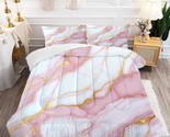 Pale Pink Marble Bedding Sets Twin Size Gold Glitter Chic Comforter Set ... - $69.99