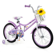 18 Inch Girl Bike with Basket with Detachable Training Wheels for 4-8 Years Old- - $195.99